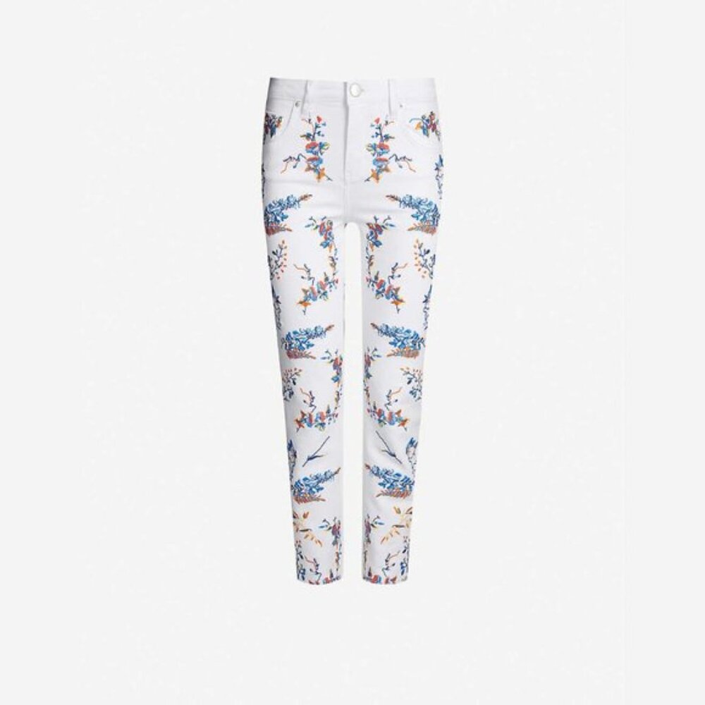 NWT Maje white & floral embroidered mid rise jeans - Picture 8 of 10